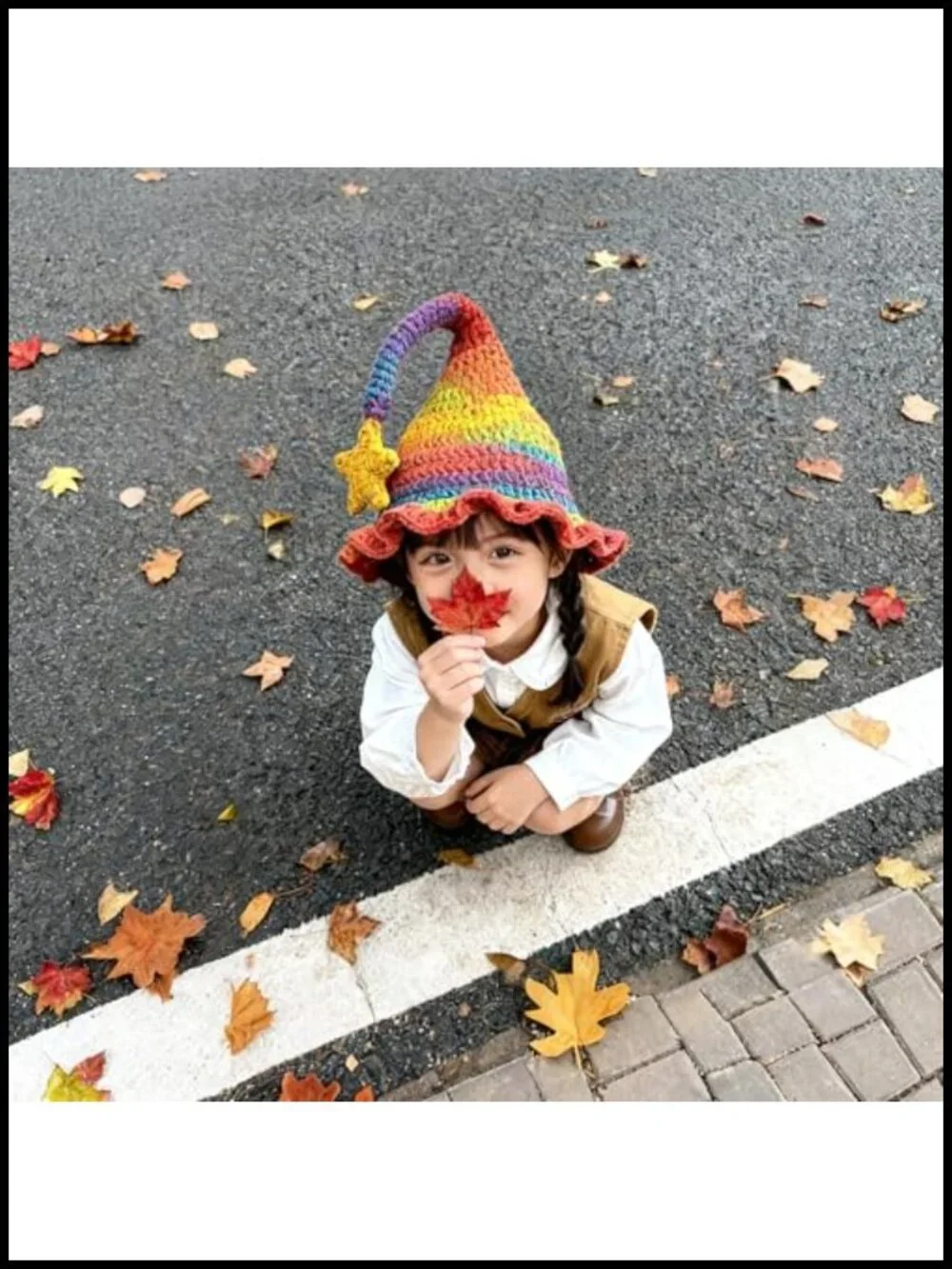 Handmade Crochet Elf Gnome Hat with Star Top for Kids Adults Winter Beanie